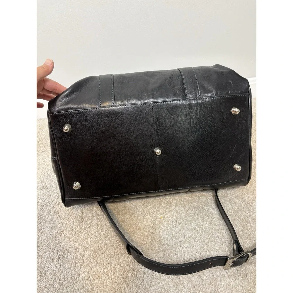Time Resistance The Ambassadors Small Leather Overnight Bag Duffel Black NWT